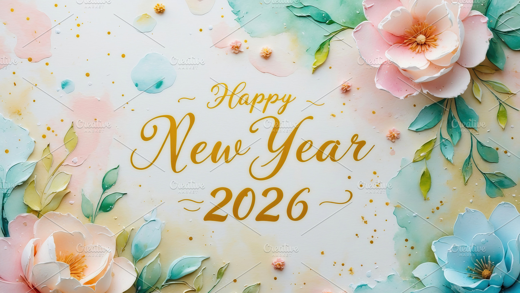 New Year 2026 with Pastel Flowers an, an Abstract Photo by Perpis