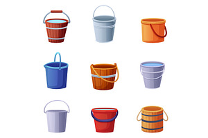 Cartoon bucket with water. Wooden, an Object Illustration by LadadikArt