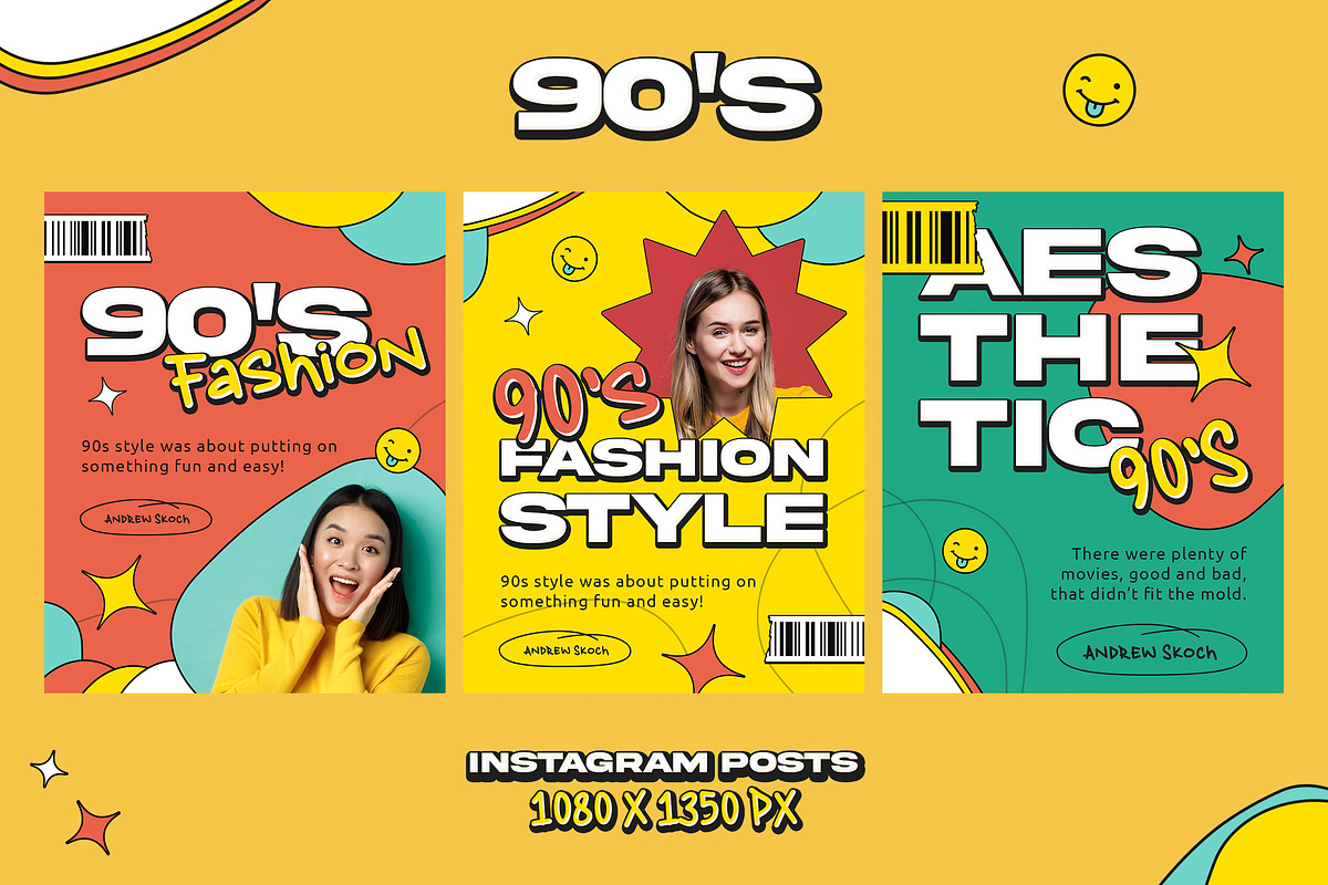 90’s Instagram Cards, a Social Media Template by Andrew Skoch Design (Photo 3 of 4)