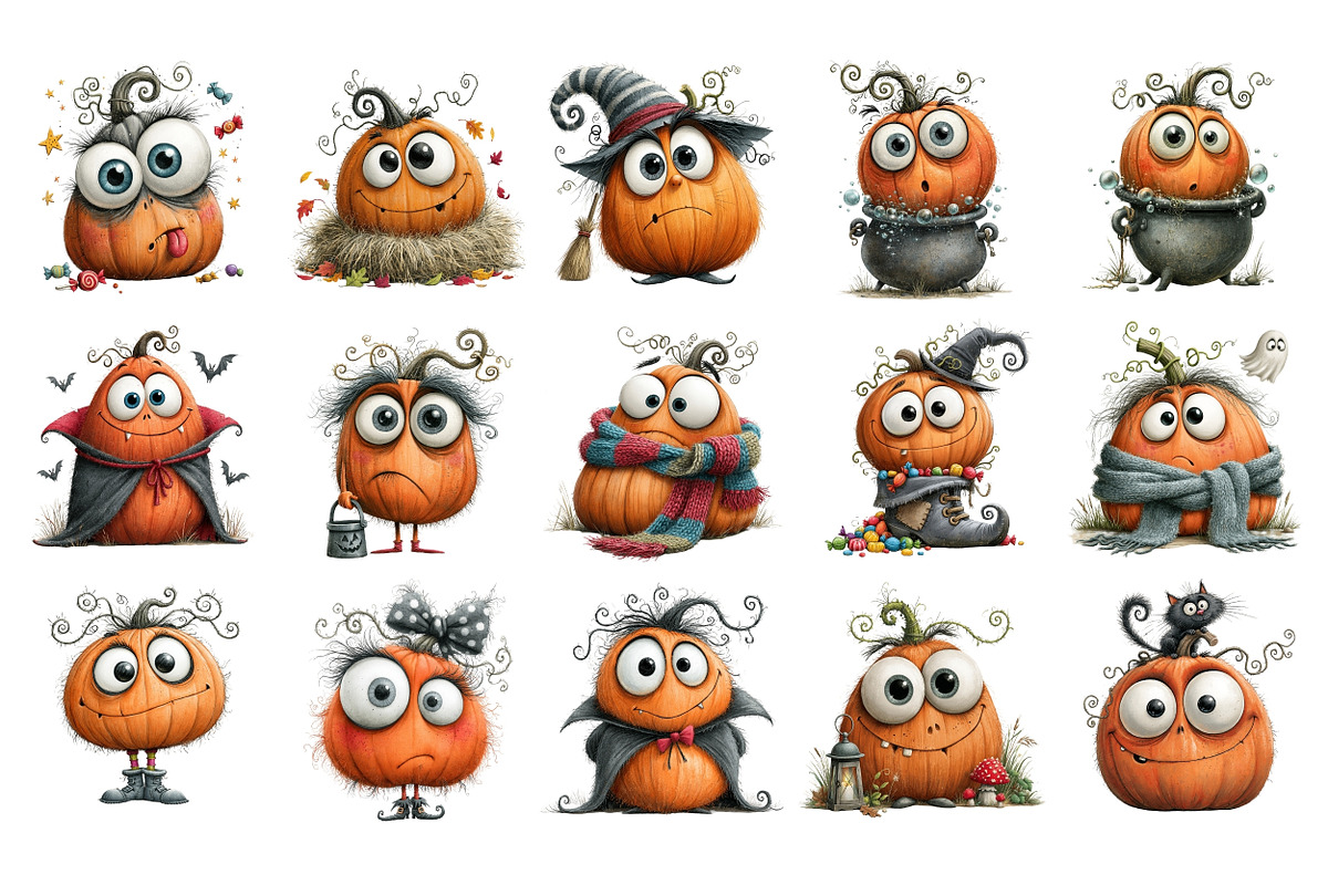 Whimsical Quirky Pumpkins PNG, an Animal Illustration by Nicolle's Colorful Art (Photo 4 of 5)