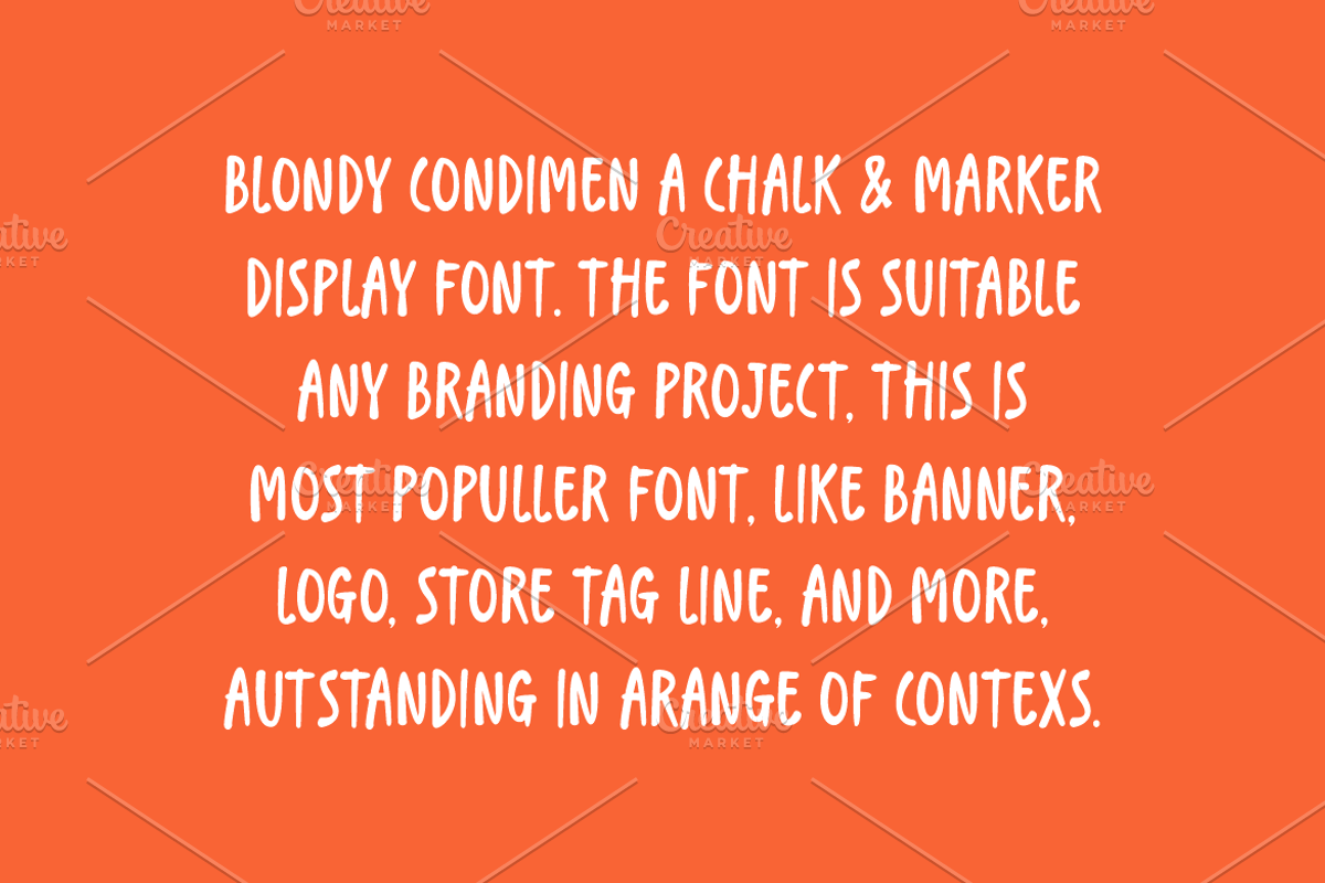 Blondy Condimen Chalk Marker Font, a Sans Serif Font by Iqsiart Studio (Photo 6 of 7)
