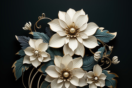 A beautifully crafted art deco floral arrangement featuring large, elegant whit, a Background Graphic by Textures & Backgrounds