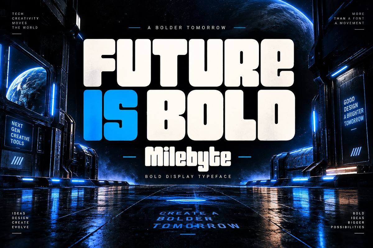 Milebyte - Bold Display Typeface, a Script Font by Wow Magic (Photo 3 of 5)