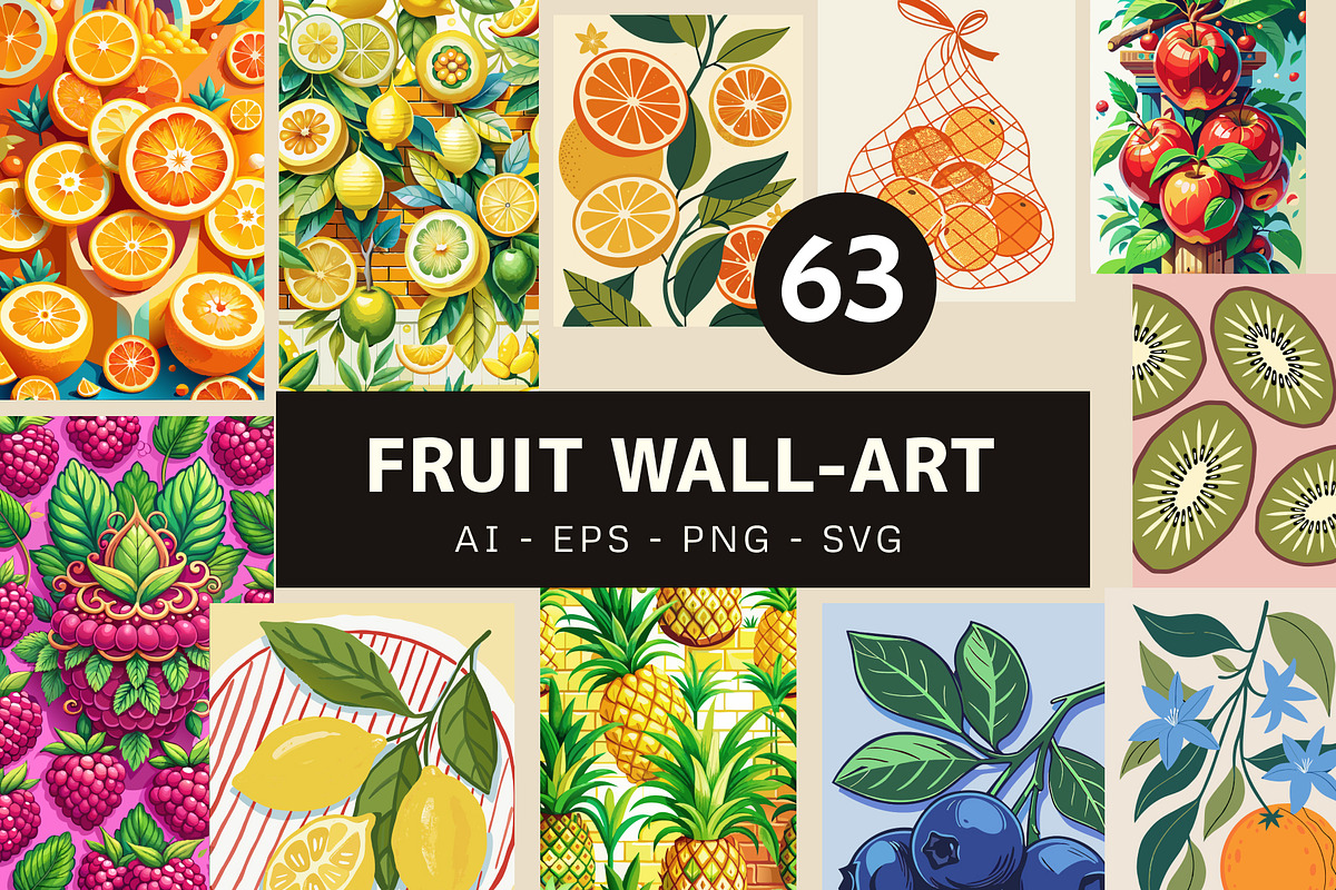 Fruit Gallery Wall Art Set, a Wallpaper Graphic by Helospace (Photo 1 of 10)