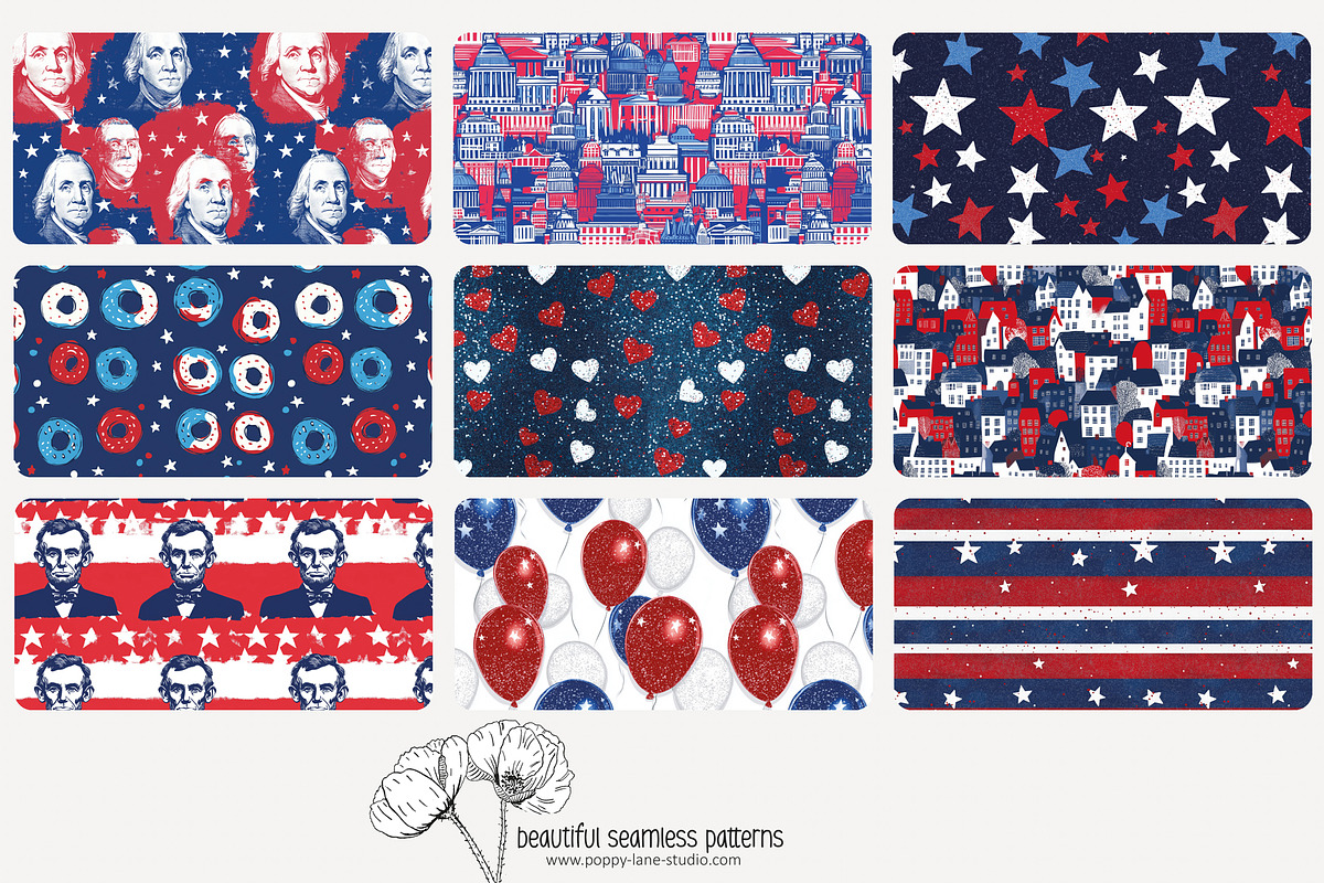 80 Independence Day seamless pattern, a Pattern Graphic by Poppy Lane Studio (Photo 9 of 11)