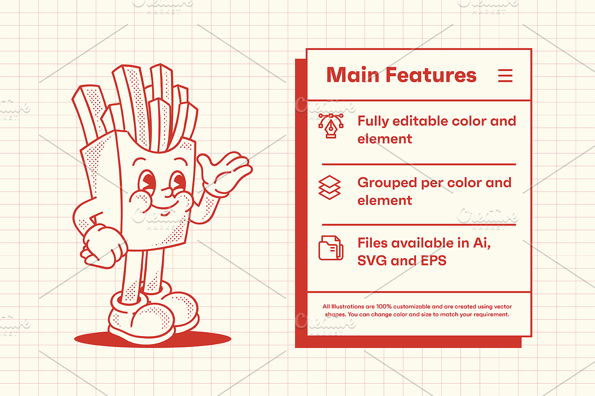 French Fries Cartoon Character, a Food Illustration by ™Creasi (Photo 3 of 6)