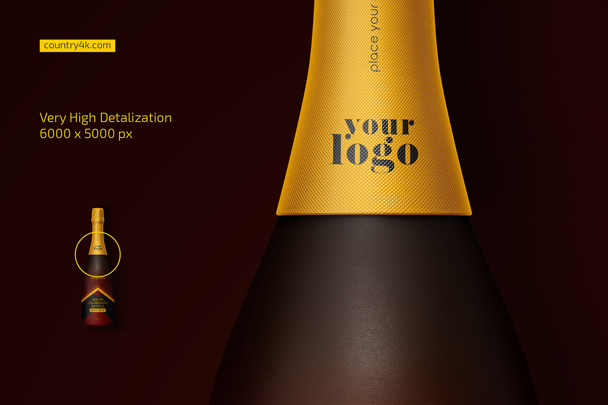 Matte Champagne Bottle Mockup Set, a Packaging Mockup by Country4k (Photo 3 of 4)
