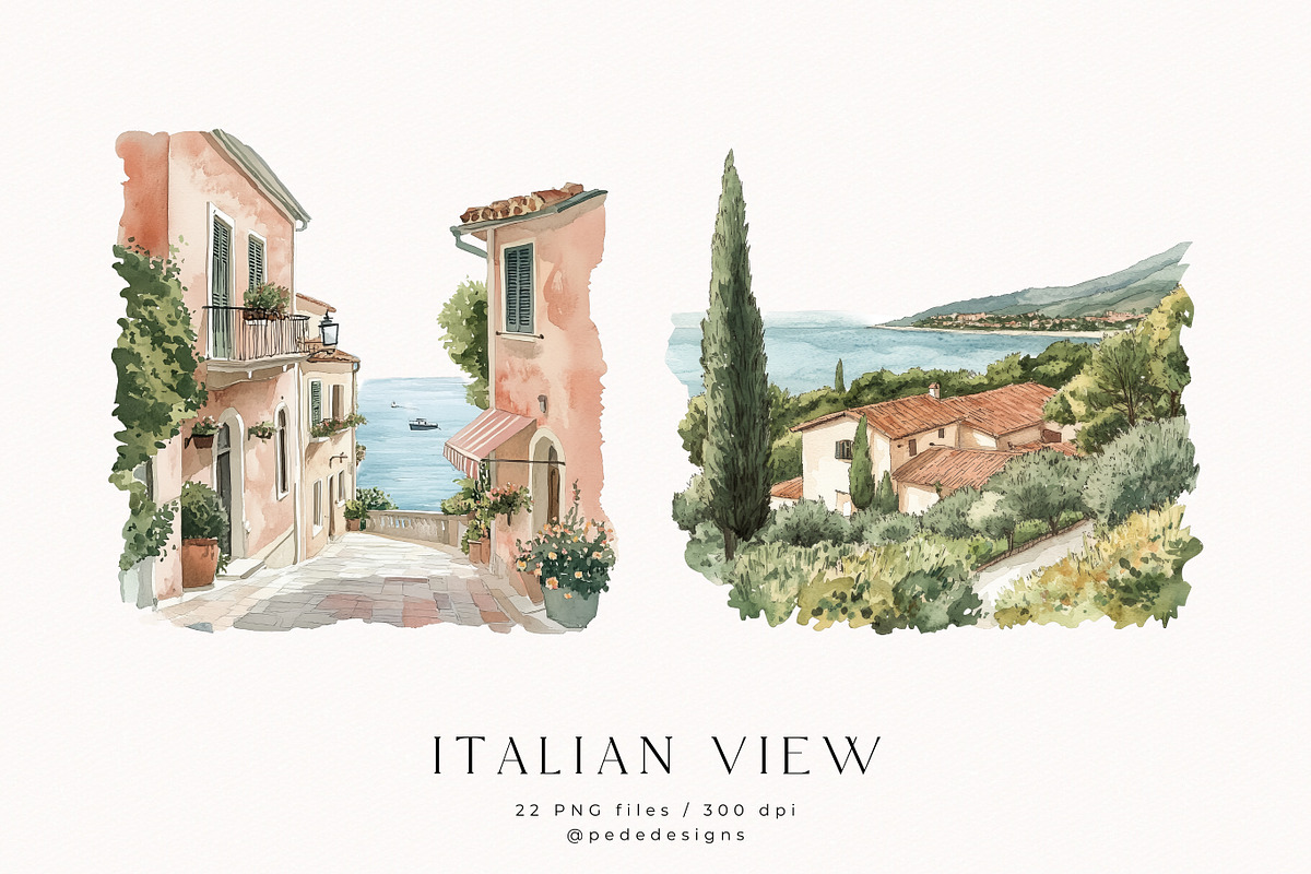 Italian View, a Decorative Illustration by PeDe Designs (Photo 5 of 9)