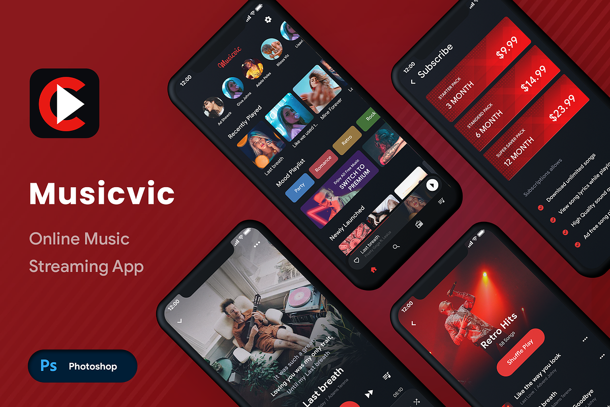 Online Music Streaming App, an UI Kit Template by Opus LabWorks (Photo 1 of 7)