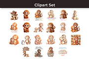 2-in-1 Punch Baby Monkey Clipart, an Animal Illustration by InkyQueenArt (Thumbnail 6 of 8)