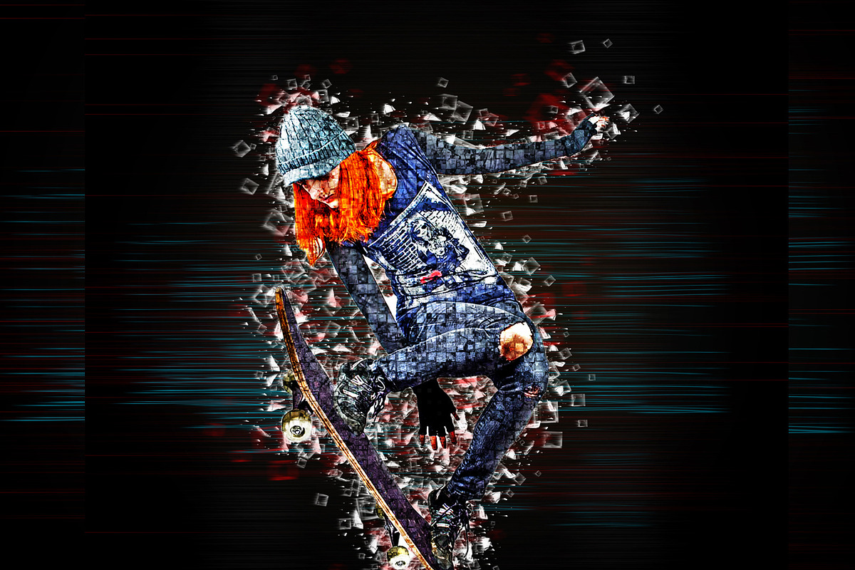 Pixel Stream Effect Photoshop Action, an Action Add-On by Studio Retouch (Photo 12 of 12)