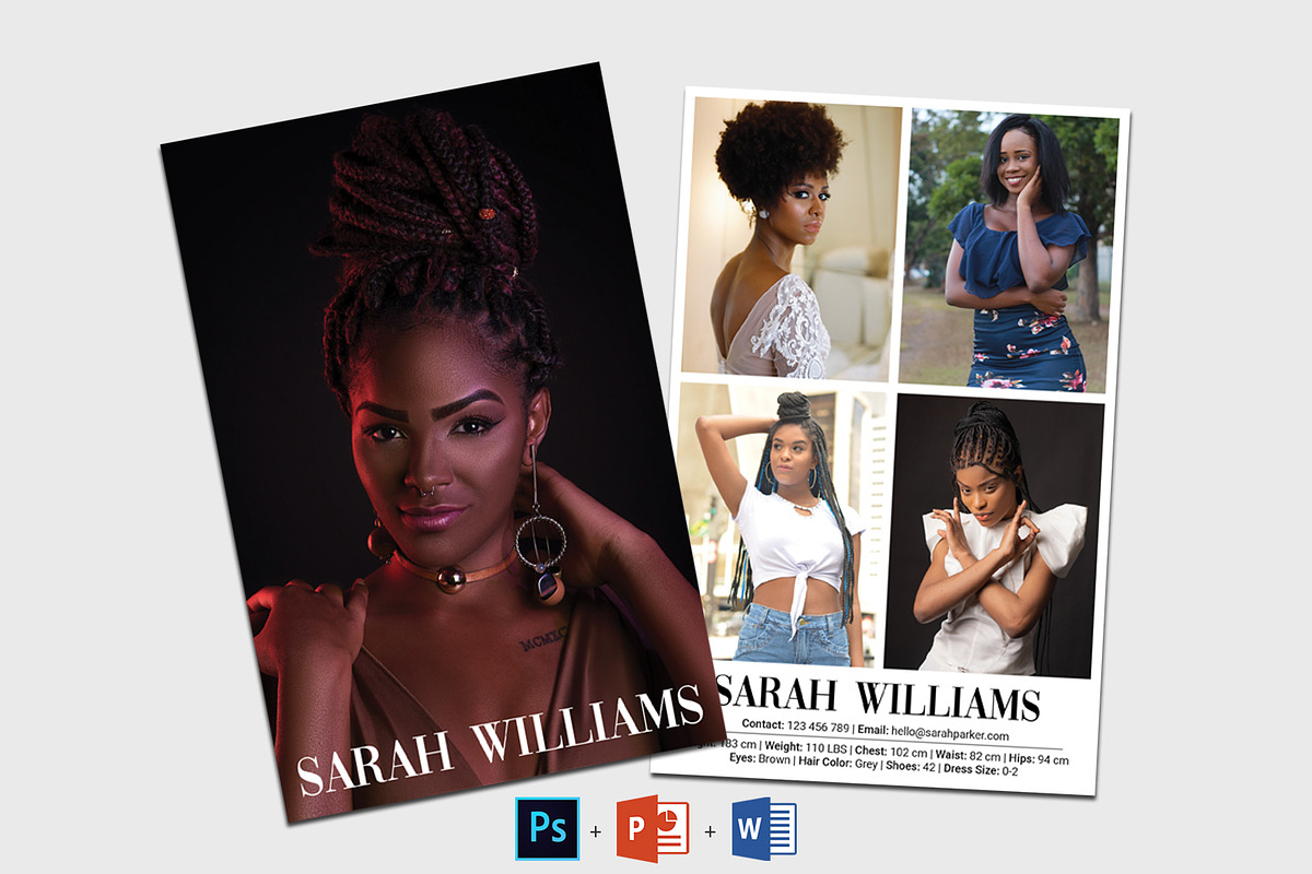 Model Comp Card Template, a Card Template by Designscozy