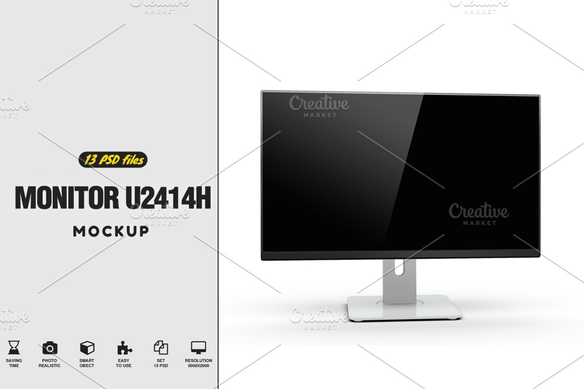 Monitor U2414h Mockup, a Product Mockup by PixelMockup (Photo 1 of 14)