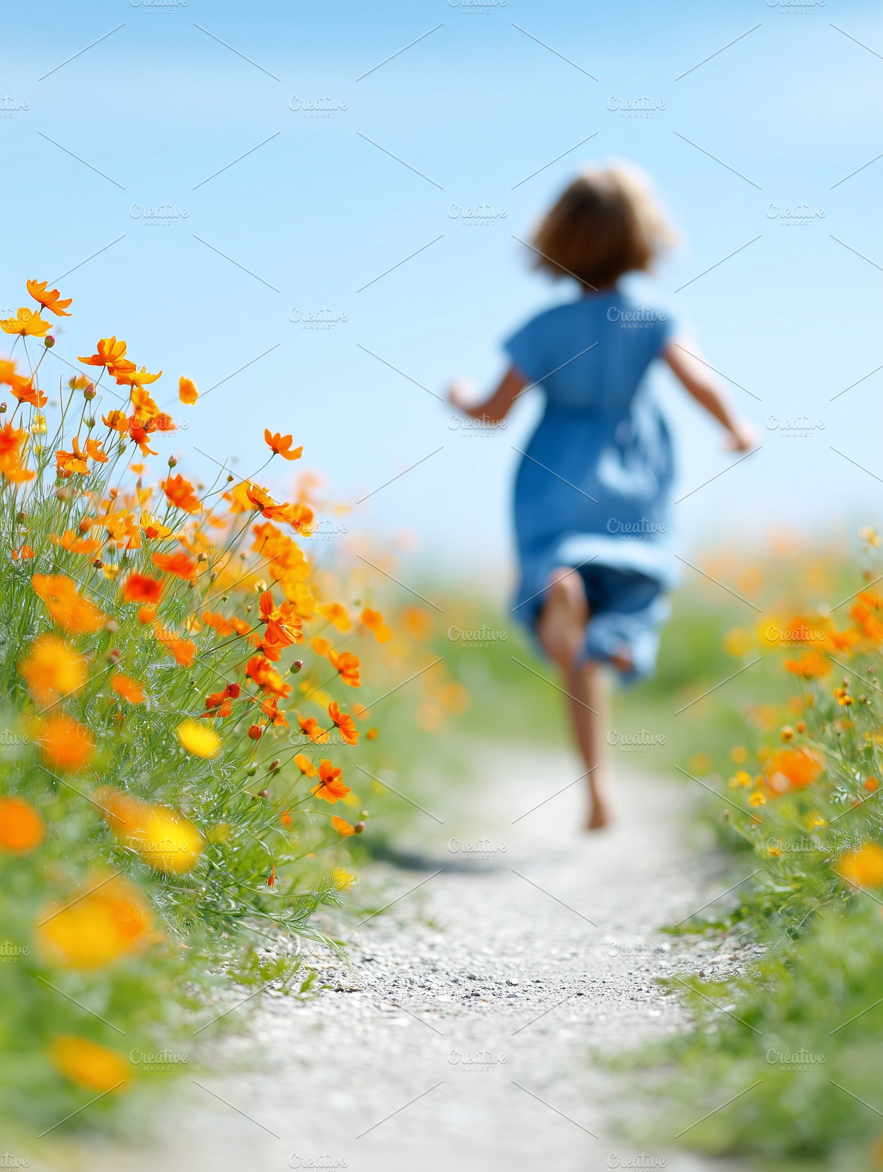 Carefree child running along path, a Nature Photo by MistyDay