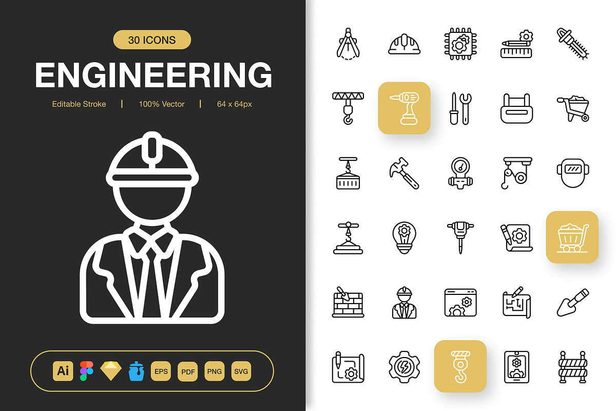 Engineering Icons, an Outline Icon by Spacepixel Creative