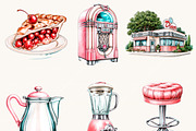 Retro Diner Date Clipart Bundle, a Food Illustration by BusyDaydesign (Thumbnail 2 of 9)