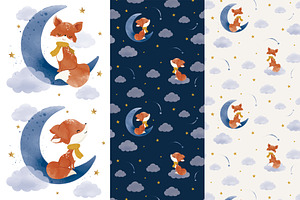 Cute fox vector. Fox pattern print