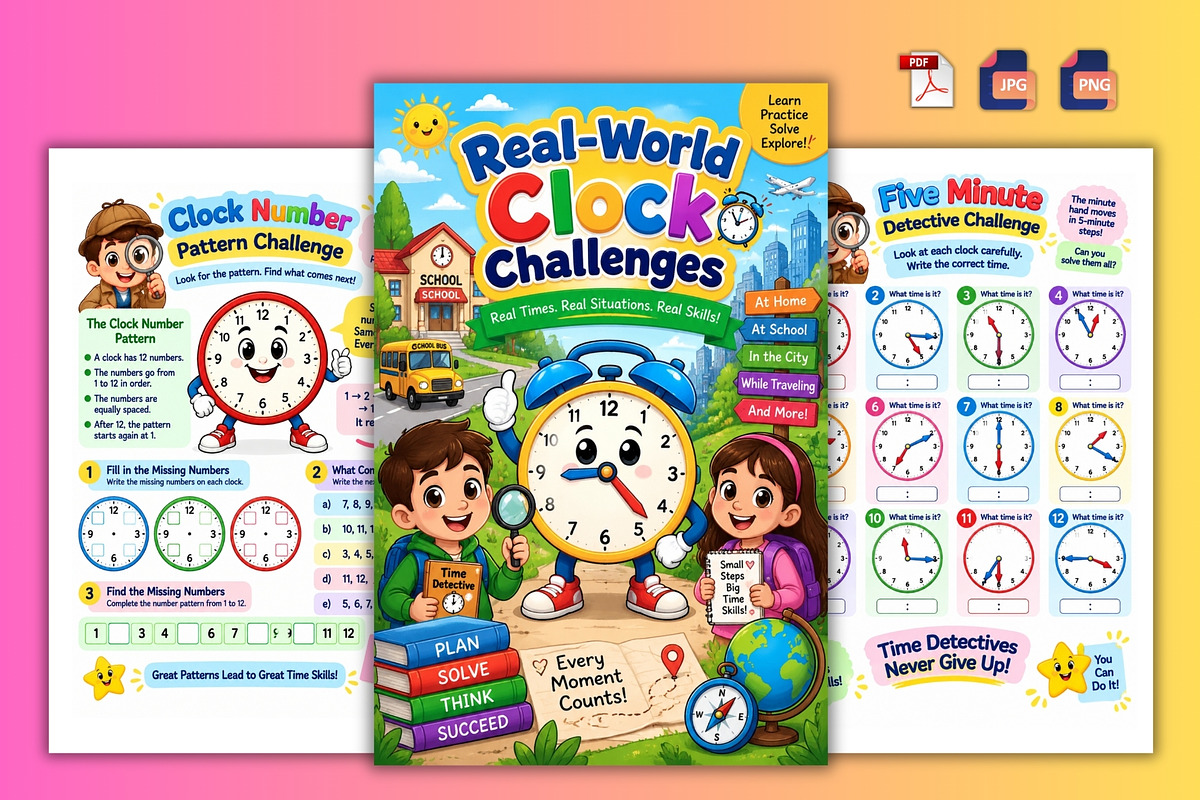 Real-World Clock Challenges, a Stationery Template by Designmela01 (Photo 3 of 6)