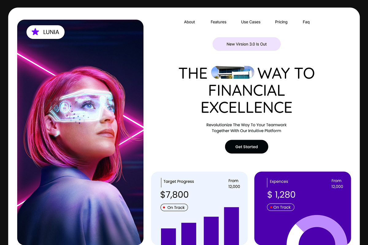 Lunia - Finance Website Hero, an UI Kit Template by Hammad Arif