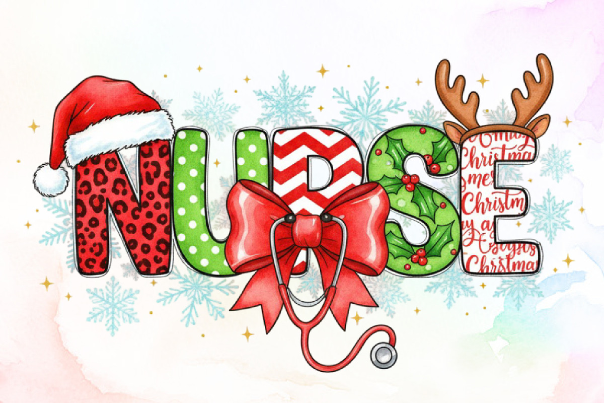 Christmas Nurse,Cute Santa PNG, an Illustration by Sublimation Artist (Photo 1 of 9)