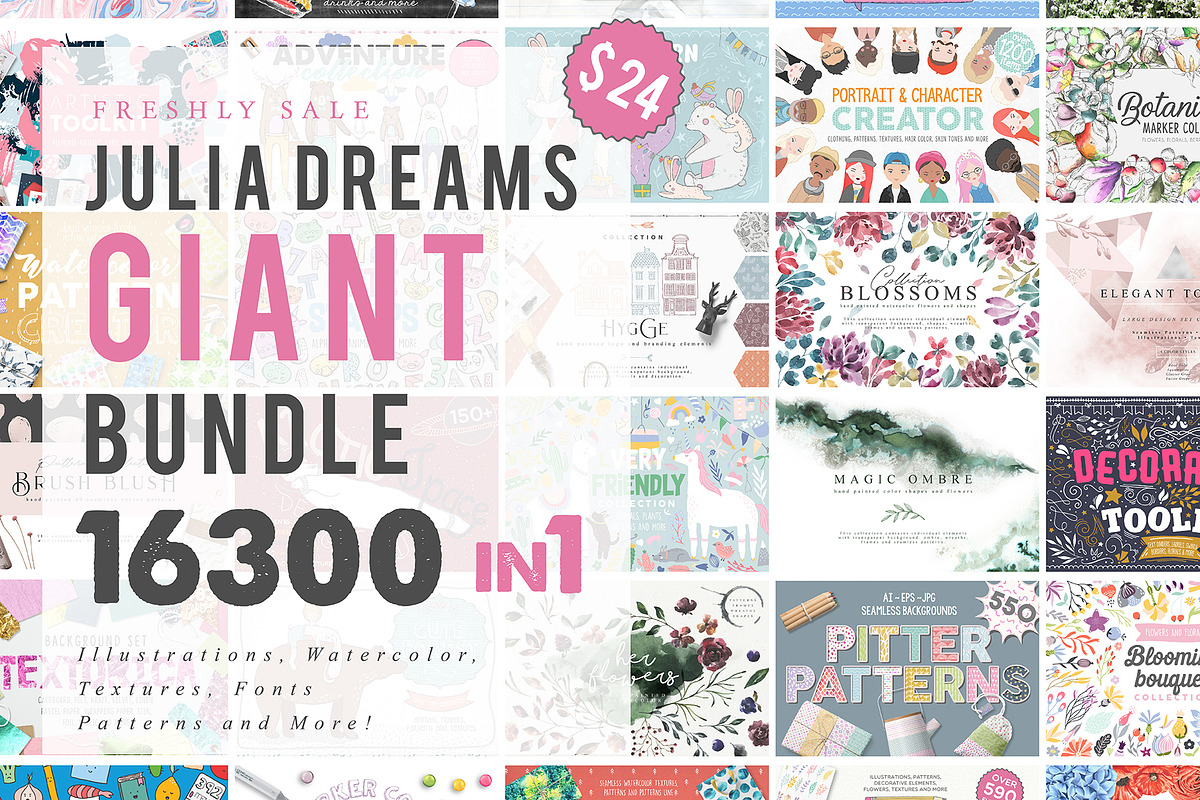 16300 in 1 - GRAPHIC GIANT BUNDLE, an Illustration by Julia Dreams (Photo 1 of 99)