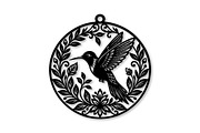 Hummingbird Floral Round Laser Cut, a Seasonal Illustration by CraftArtStudio (Thumbnail 2 of 3)