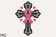 Pink Ribbon Cross PNG File, an Illustration by Black Bird Studio (Thumbnail 1 of 4)