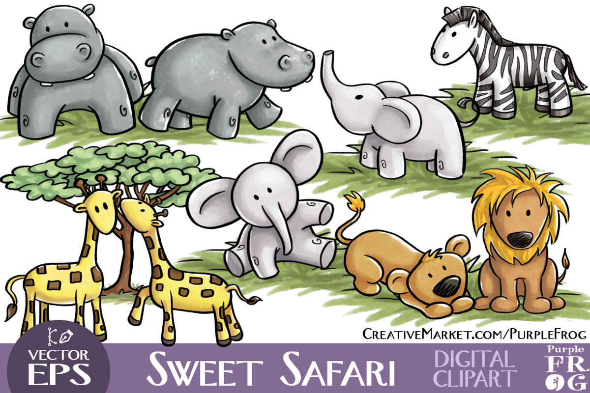 VECTOR - SWEET SAFARI - Clipart, an Animal Illustration by Purple Frog (Photo 1 of 3)