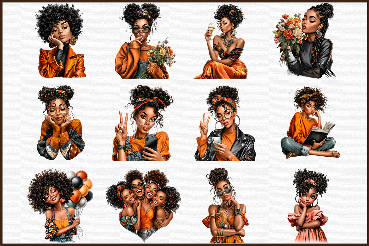 Black Girl Clipart Bundle, an Illustration by Sublimation Artist (Photo 3 of 6)