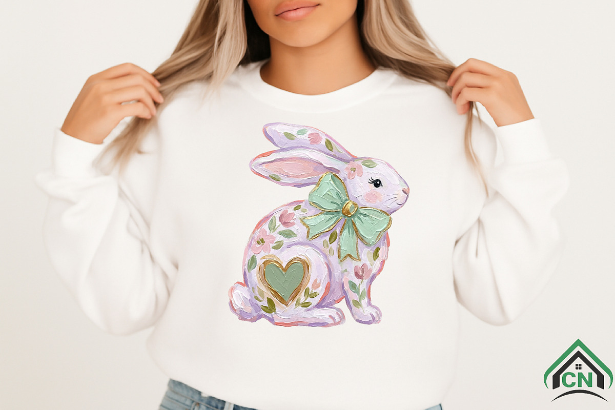 Floral Easter Bunny PNG Happy Easter, an Illustration by Craft Nest (Photo 3 of 6)