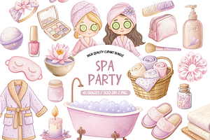 Spa Day Clipart, Cute Spa PNG, an Illustration by TatiMockup