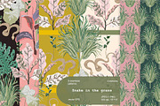 Snake in grass seamless+ clipart set, a Texture Graphic by PatternsBlooming (Thumbnail 1 of 7)