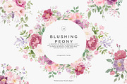 floral clipart watercolor peonies, a Decorative Illustration by Patishop Art (Thumbnail 7 of 10)