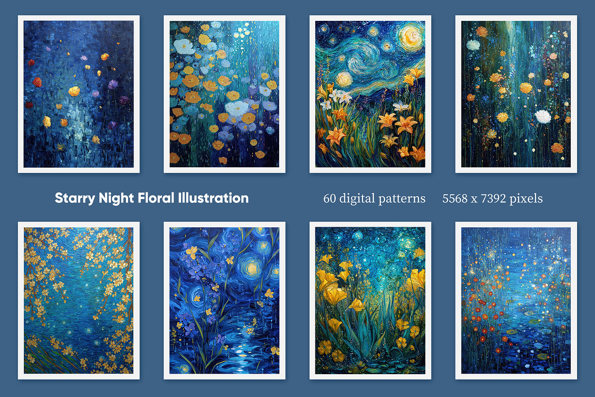 Starry Night Floral Illustration, a Decorative Illustration by Housui Patterns (Photo 9 of 12)