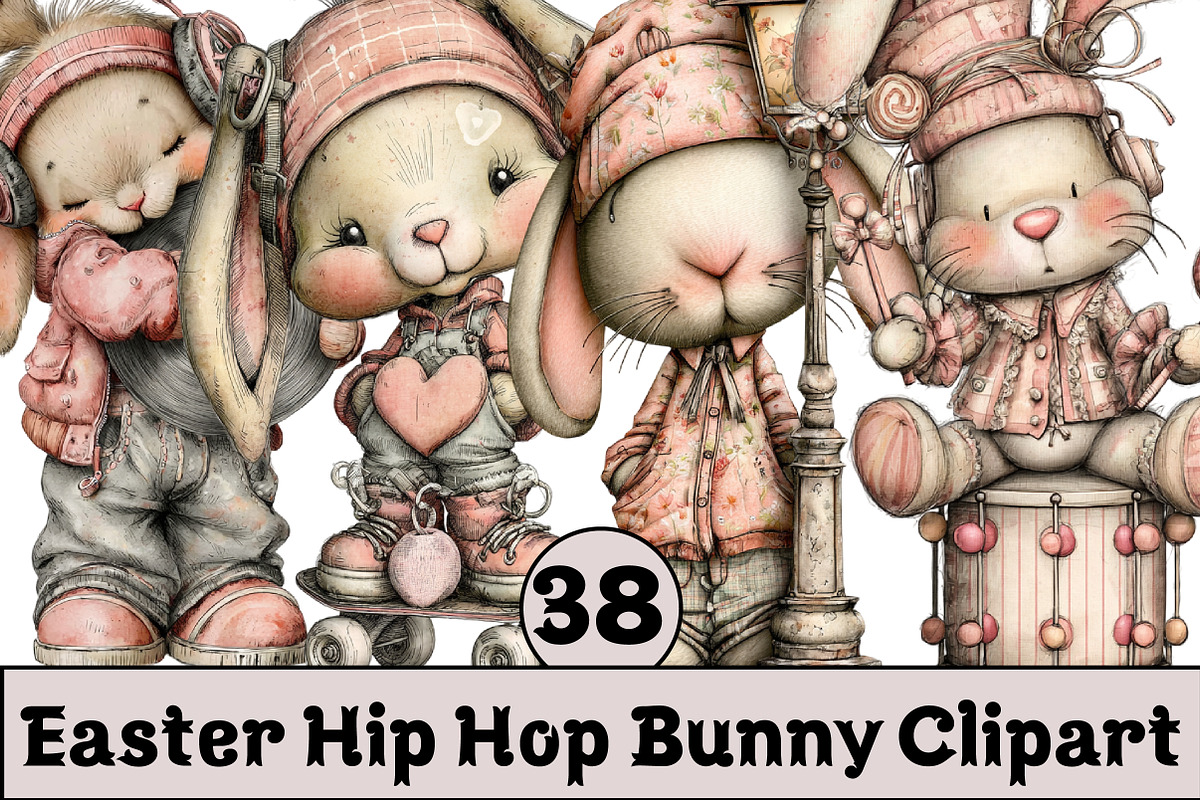 Easter Hip Hop Bunny Clipart, an Illustration by Design Market (Photo 1 of 3)
