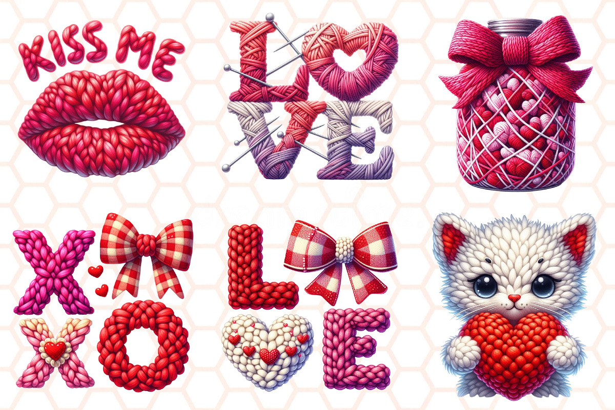 Valentine Faux Crochet Png Bundle, an Illustration by RobertsArt (Photo 3 of 10)