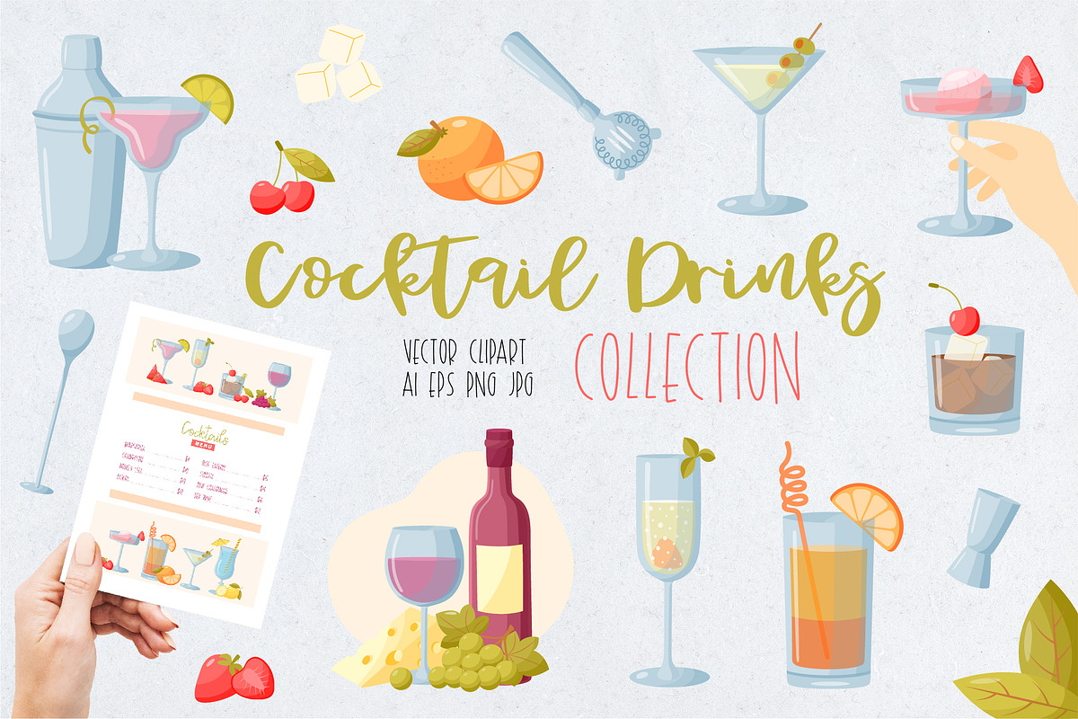 Cocktail Drinks Collection, a Food Illustration by IllarArt (Photo 1 of 10)