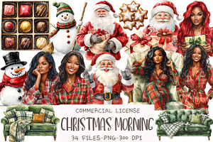Watercolor Christmas Morning clipart, an Illustration by OK Design