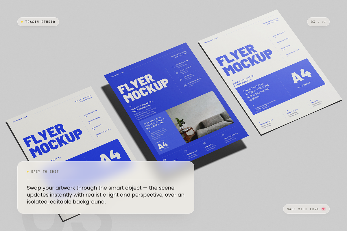 A4 Flyer Poster Mockup, an Advertising Mockup by Toasin Studio (Photo 3 of 7)