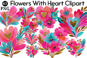 Flowers With Heart Clipart Bundle, an Illustration by Daily.Designs (Thumbnail 1 of 5)