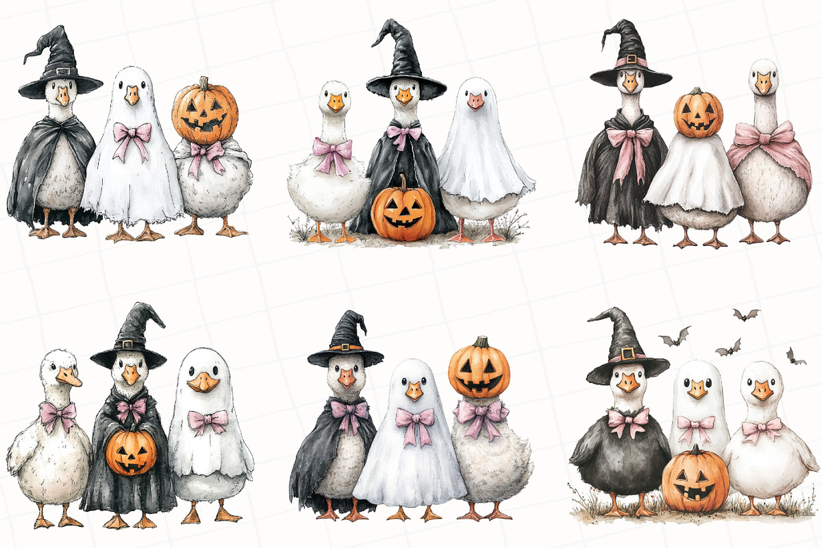 Whimsical Halloween Goose Clipart, an Illustration by OK Design (Photo 2 of 5)