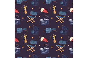 Cinema elements seamless pattern, an Object Illustration by YummyBuum