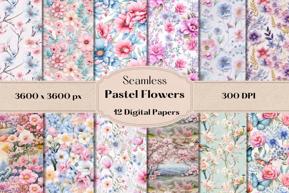 Seamless Pastel Floral Pattern, a Background Graphic by HoneyBunnyDigital (Photo 1 of 7)