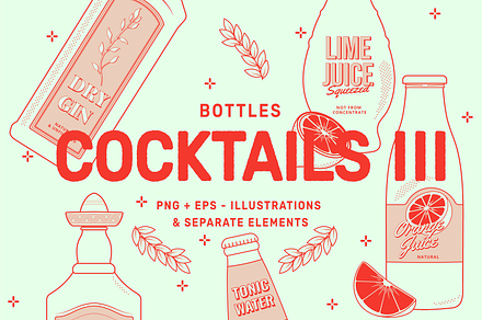 Summer Cocktails - Bottle Edition, a Food Illustration by GemPortella