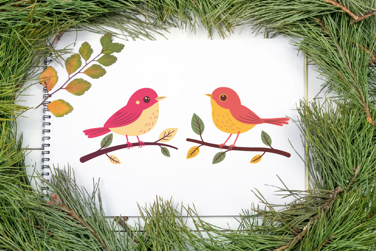 14 Cute Red Robin Bird on Tree Twig, an Animal Illustration by jongcreative (Photo 4 of 8)
