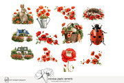 100 watercolour poppy clip art, a Seasonal Illustration by Poppy Lane Studio (Thumbnail 11 of 12)