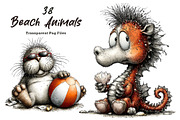 Beach Animals Clipart PNG, an Illustration by CreationArt (Thumbnail 1 of 7)