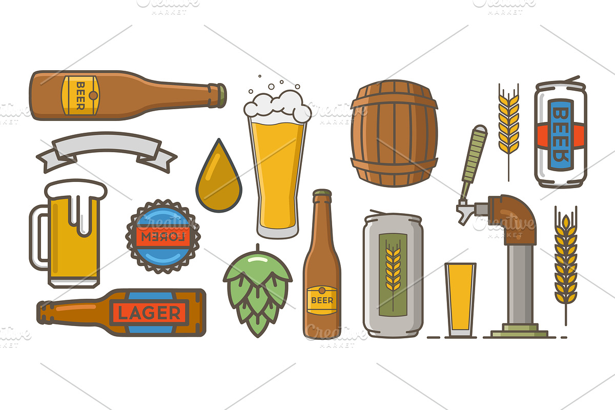 Beer graphics vector bundle., a Texture Illustration by I-RO