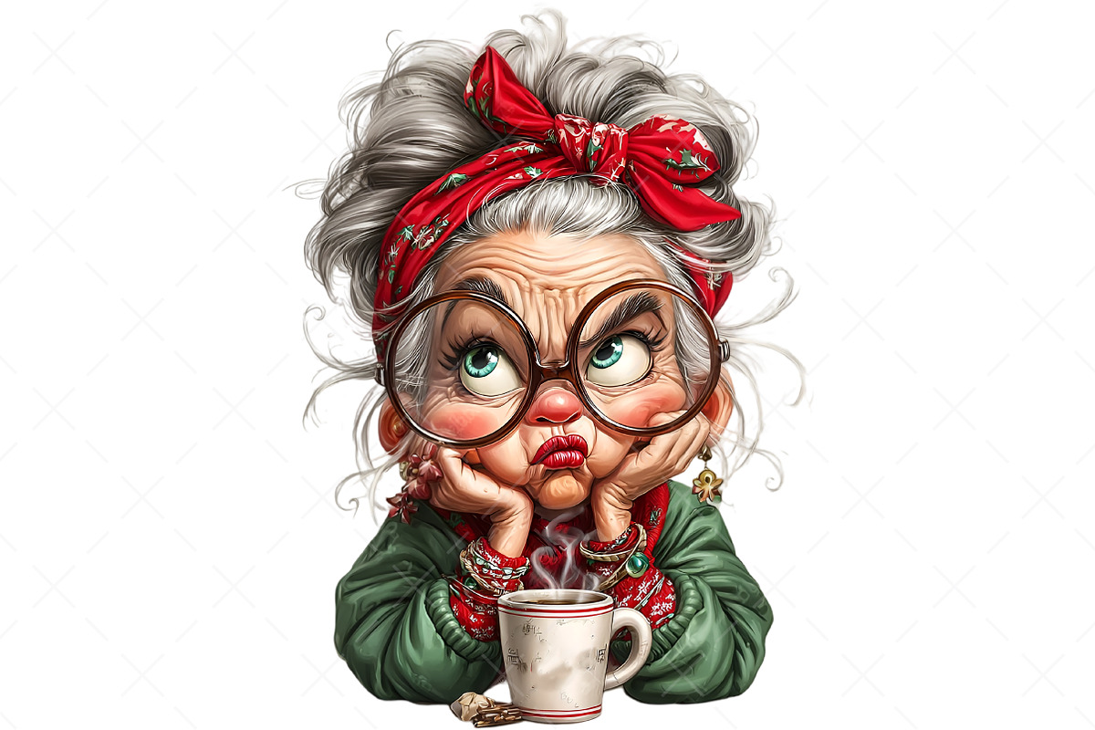 Funny Christmas Grandma PNG, an Illustration by Craft Nest (Photo 7 of 11)