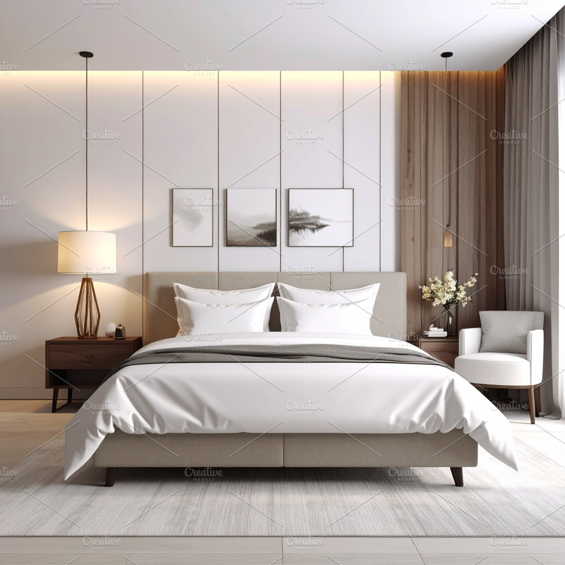 modern hotel room AI generated, a Photo by WorldPhotos